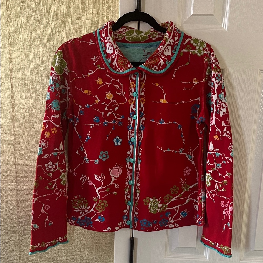 Ivko Reversible Blossom Jacquard Jacket Cardigan